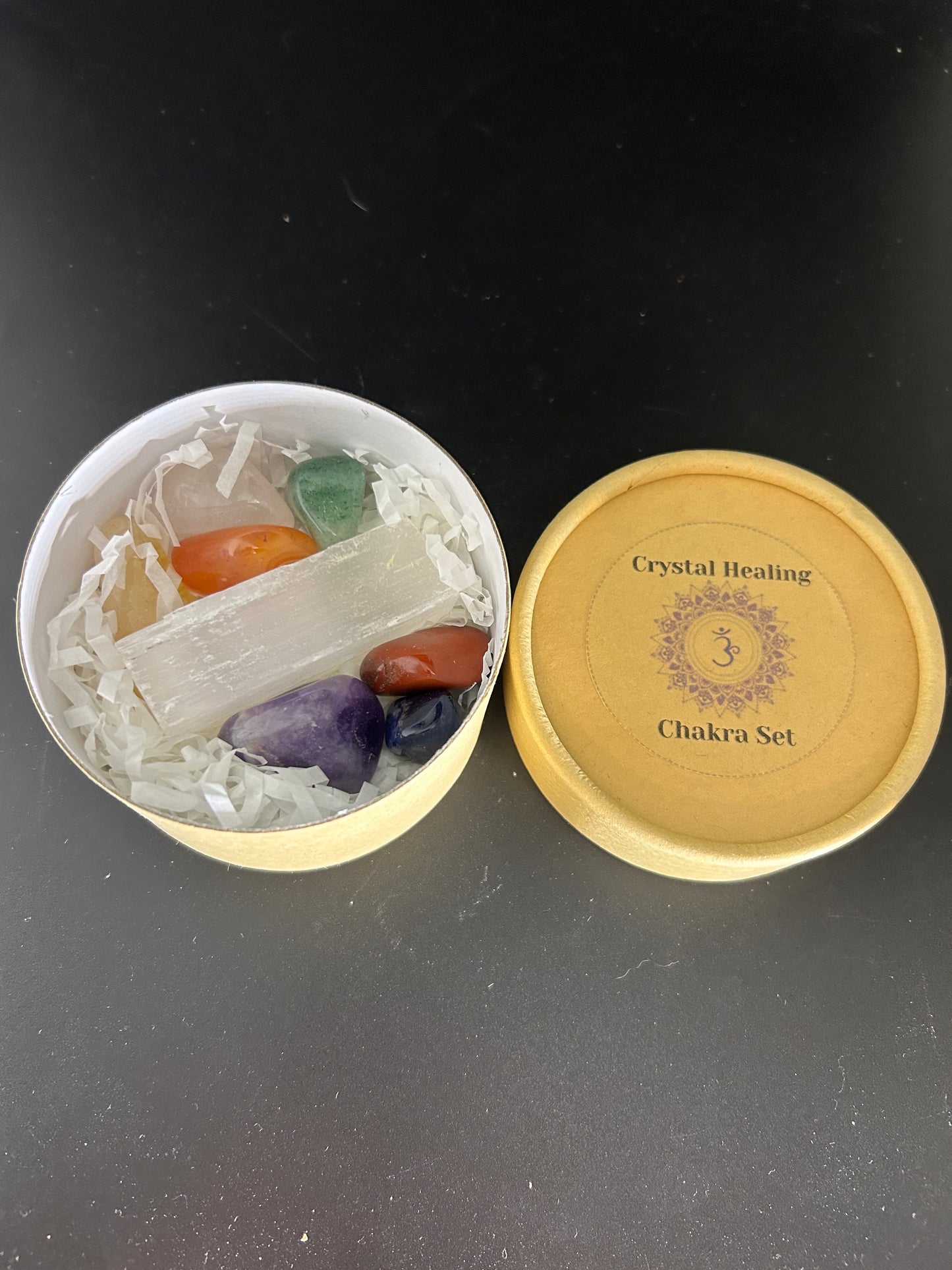 Crystal Chakra Set complete with instructions and selenite