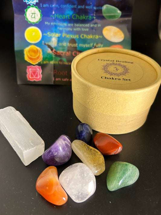 Crystal Chakra Set complete with instructions and selenite