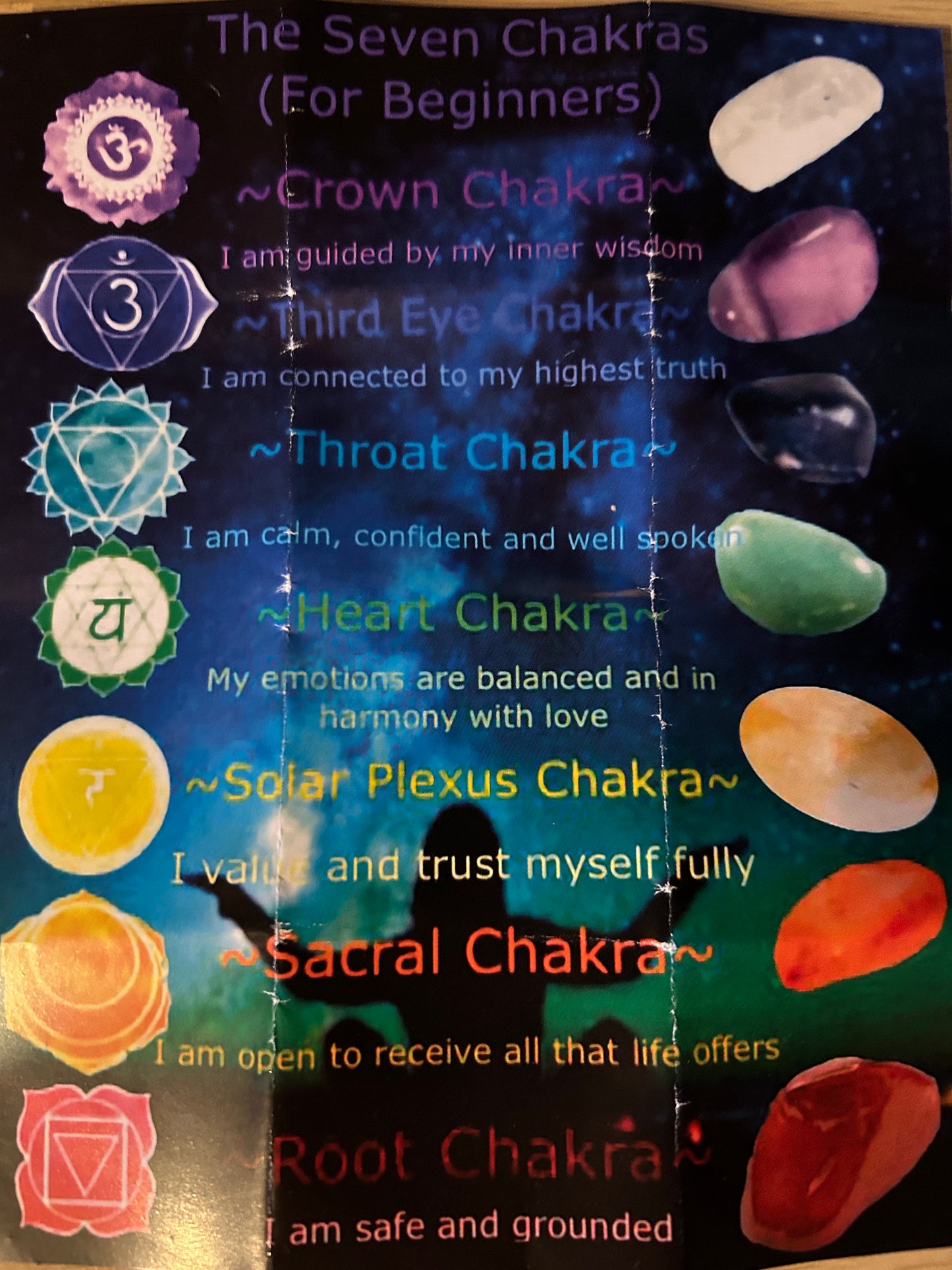 Crystal Chakra Set complete with instructions and selenite